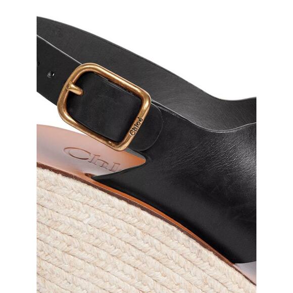 Chloe Black Espadrille Wedge Sandals - Picture 4 of 6